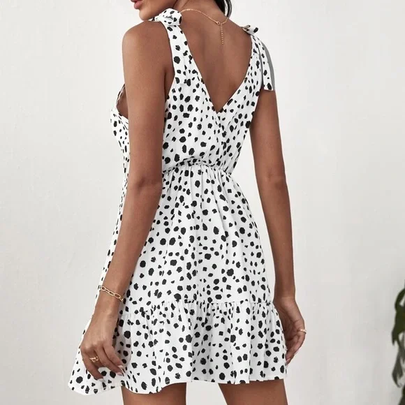 💥HOST PICK💥 Zara Polka Dot Shoulder Tie Ruffle Mini Dress - Picture 3 of 11